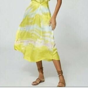 Young Fabulous And Broke Savanna Twist tie dye silky skirt Midi skirt sz M